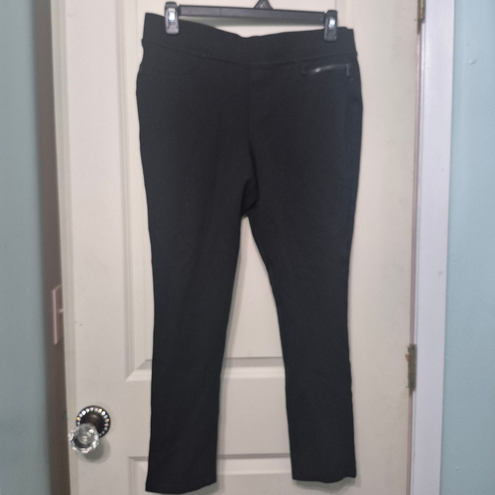 DKNY Jeans Womens Black Ponte Knit Pull On Slim Leg Pants Large P9GFQ217